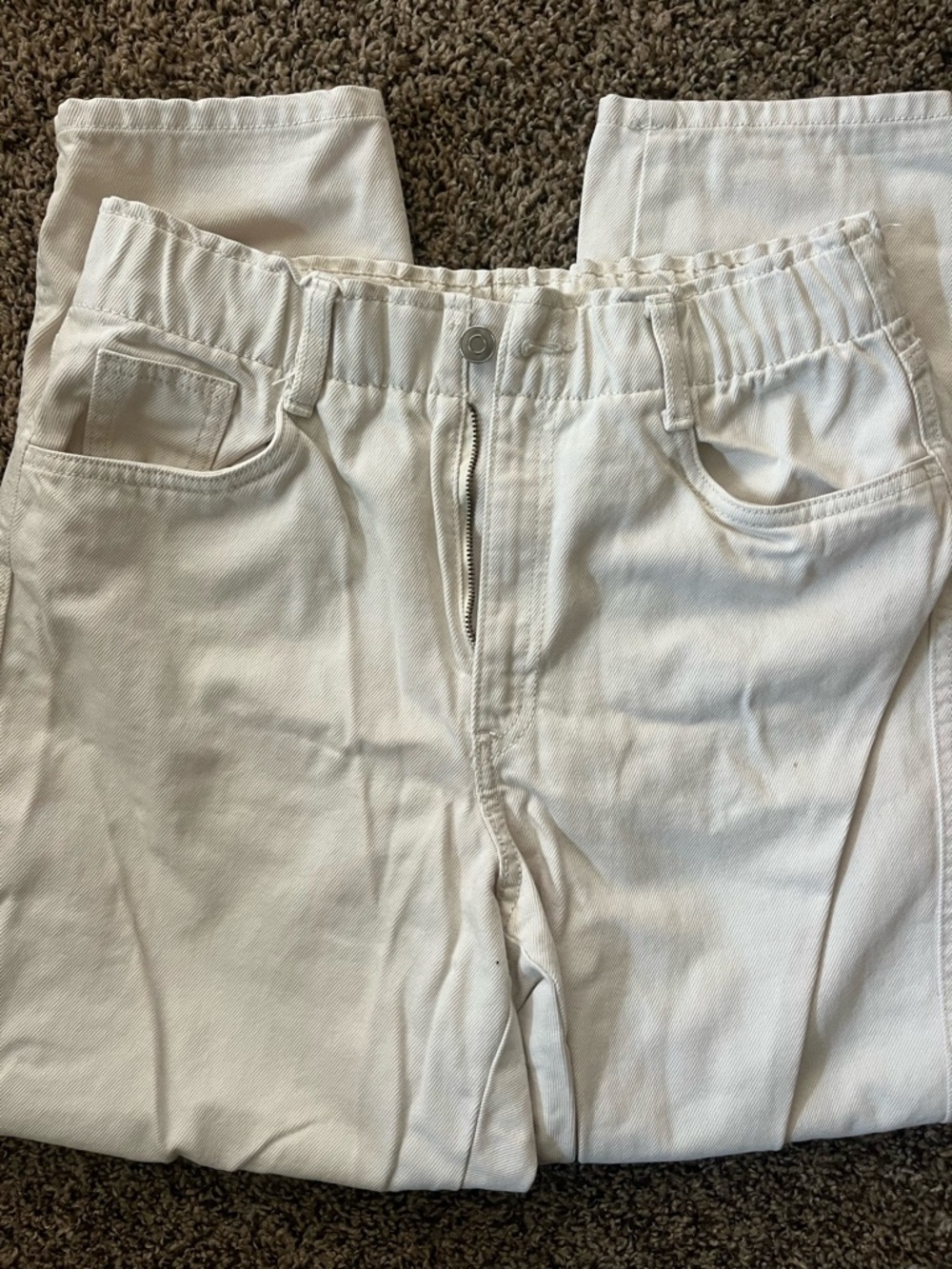 H&M White Denim High-Rise Jeans